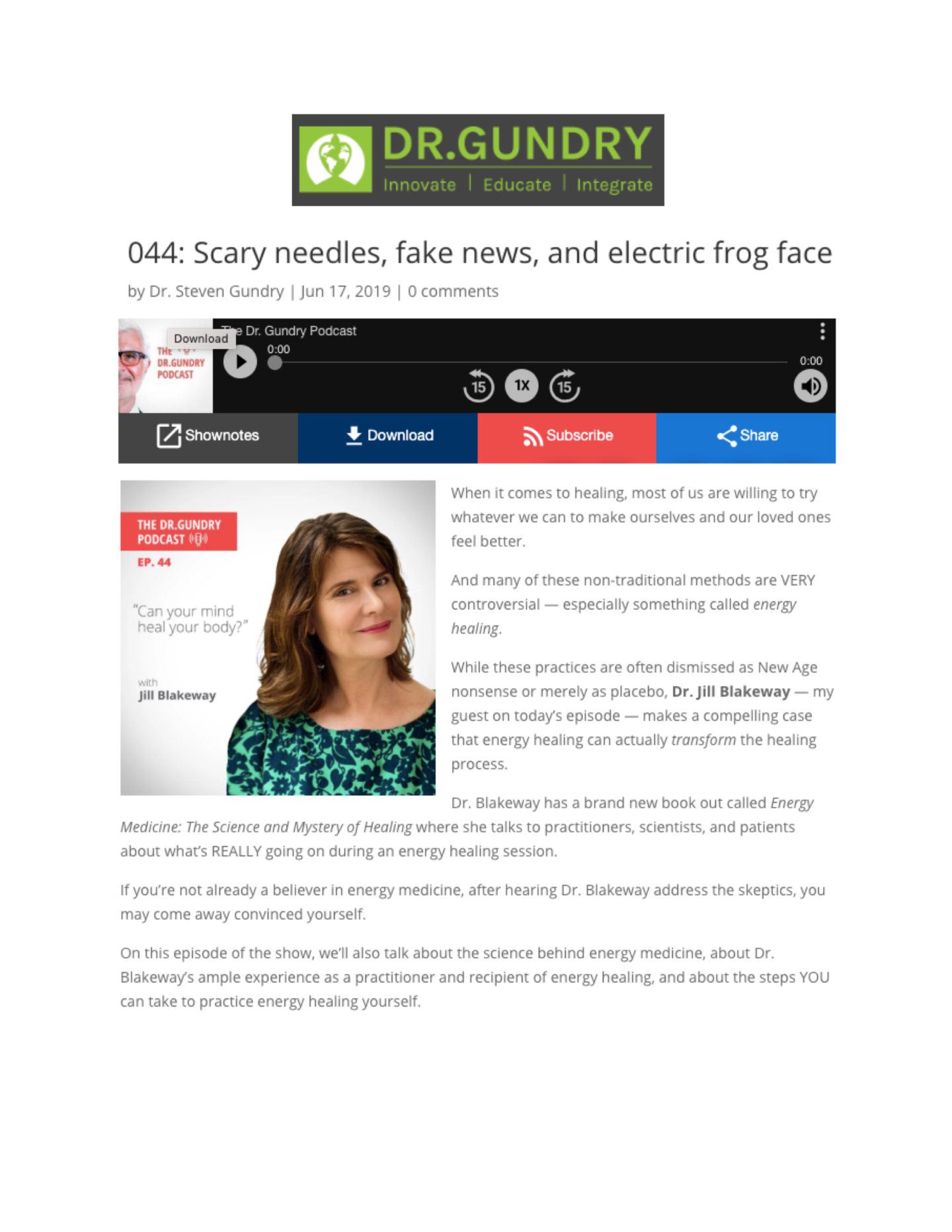 Dr Gundry Podcast Scary Needles Fake News And Electric Frog Face   DrGundry 1440x1864 